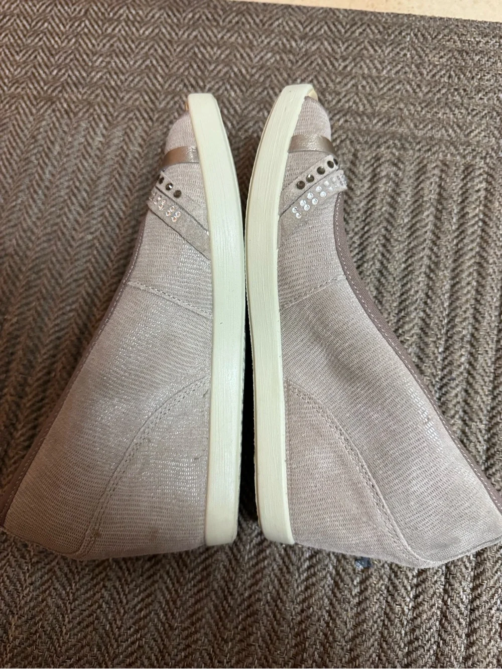 Women's Taupe Wedge Peep-Toe Flats Enval Made in Italy 39/8.5 women’s
